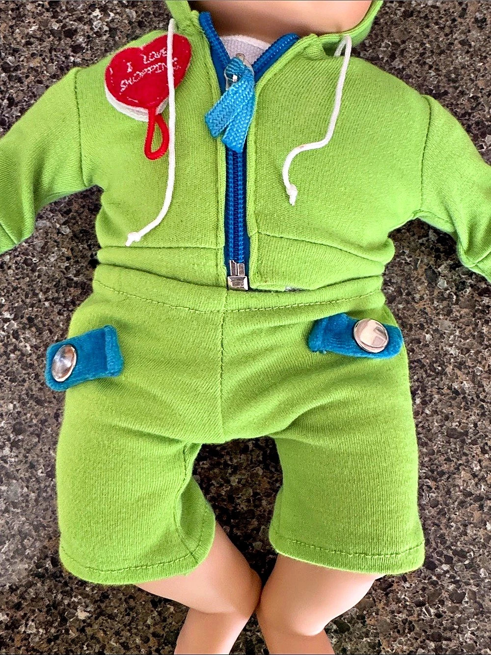 American Girl Bitty Baby Sized Hoodie and Short Green & Blue Doll Set